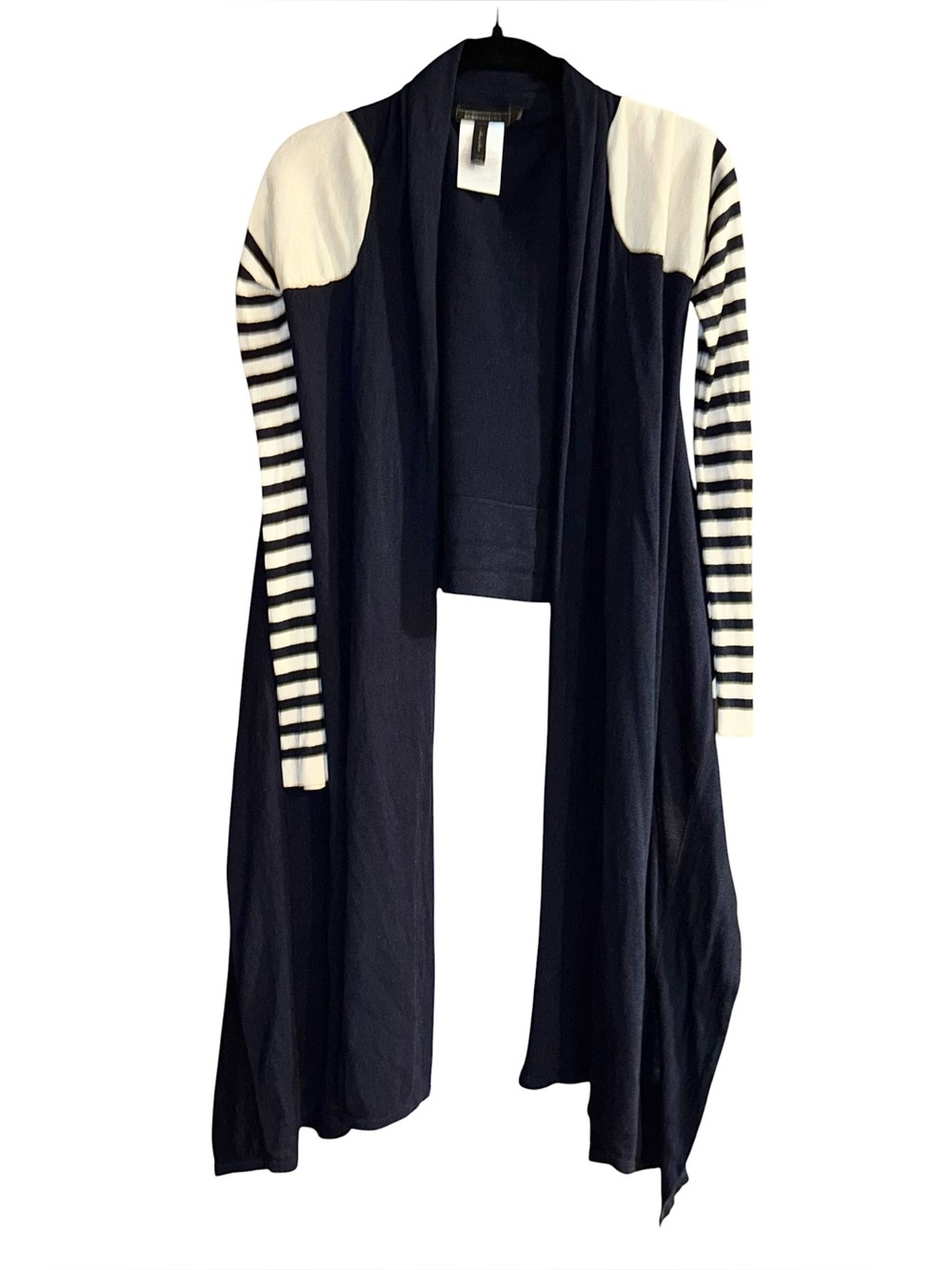 BCBGMAXAZRIA Cashmere Silk Signature Wrap Knit Open Waterfall Cardigan XS/S